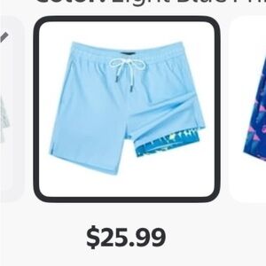 Light Blue Men's Swim Board Shorts. Gently used. Stock pics for reference.